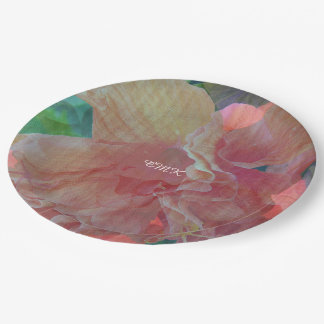 Assiettes En Carton Hibiscus Pique Fabric Monogramme