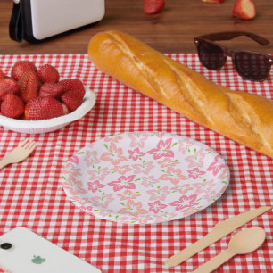 Assiettes En Carton Hibiscus Rose, Fleurs Roses, Motif De Fleurs