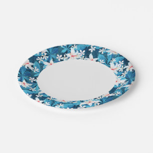 Assiettes En Carton Hibiscus tropicaux Schéma floral 2