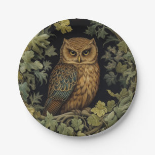 Assiettes En Carton hibou Art nouveau dans la forêt