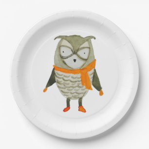 Assiettes En Carton Hibou d'amis de forêt