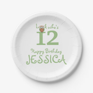 Assiettes En Carton Hibou de joyeux anniversaire