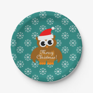 Assiettes En Carton Hibou des plaques à papier   Père Noël de Noël