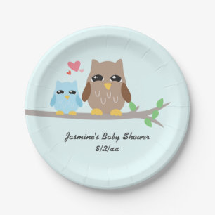 Assiettes En Carton Hibou mignon de baby shower de garçon