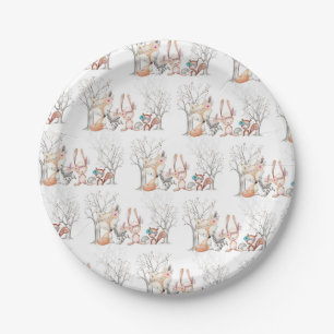Assiettes En Carton Hibou mignon de cerfs communs de Fox de raton
