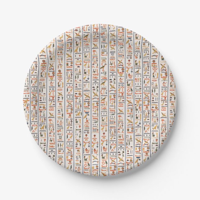 Assiettes En Carton hiéroglyphes de l'ancienne égypte motif histo (Devant)