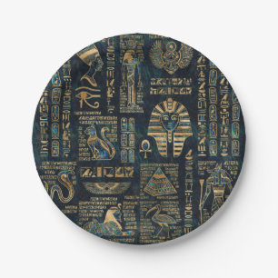 Assiettes En Carton Hiéroglyphes et divinités égyptiens - ormeau et