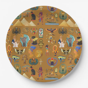 Assiettes En Carton Hiéroglyphique égyptien ancien -Hiéroglyphie Motif