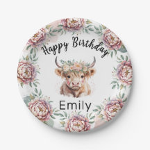 Highland Cow Boho Watercolor First Birthday