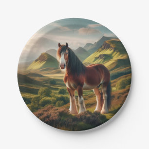 Assiettes En Carton Highlands d'Écosse cheval de Clydesdale