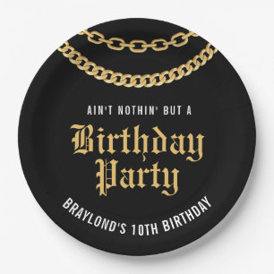 Assiettes En Carton Hip hop Gold Cubain Lien Chaîne Anniversaire
