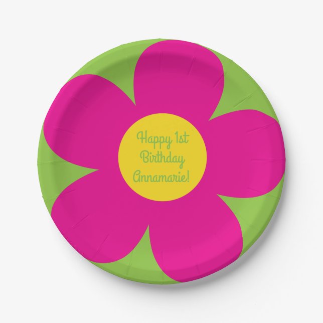 Assiettes En Carton Hippie Flower's Birthday Party (Devant)