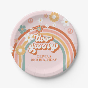 Assiettes En Carton Hippie Rainbow Deux Groovy 2e Anniversaire