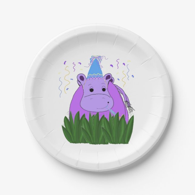 Assiettes En Carton Hippo dans l'herbe (Devant)