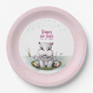 Assiettes En Carton Hippo River Adventure Girl Baby shower
