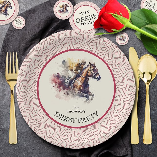 Assiettes En Carton Hippocampe d'aquarelle Derby Rouge (Paper plates and confetti sold separately in our collection.)