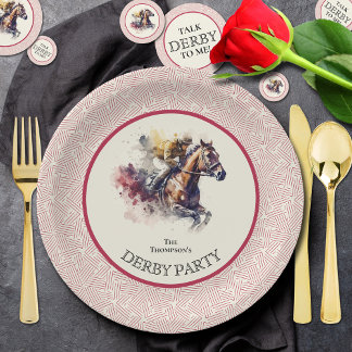 Assiettes En Carton Hippocampe d'aquarelle Derby Rouge