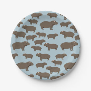 Assiettes En Carton Hippopotame Hippo Motif