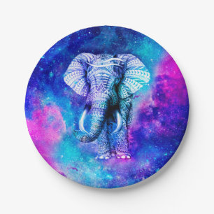 Assiettes En Carton Hipster Elephant Nebula Espace