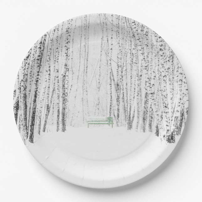 Assiettes En Carton Histoire de Noël blanche (Devant)