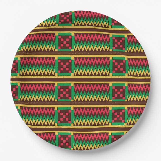 Assiettes En Carton Histoire noire Couleurs ethniques africaines (Devant)