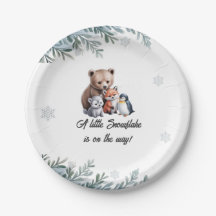 Hiver Bois Animaux Baby shower Plaque en papier
