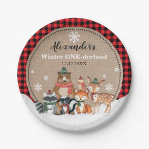 Assiettes En Carton Hiver Bois Animaux Onederland 1er anniversaire