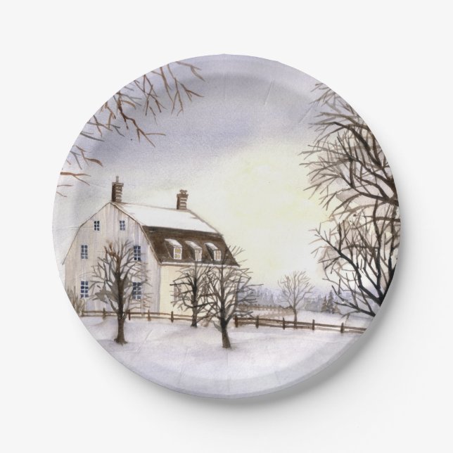 Assiettes En Carton Hiver en Nouvelle-Angleterre (Devant)