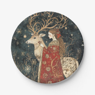 Assiettes En Carton Hiver enchanté : Le Maiden et le Stag