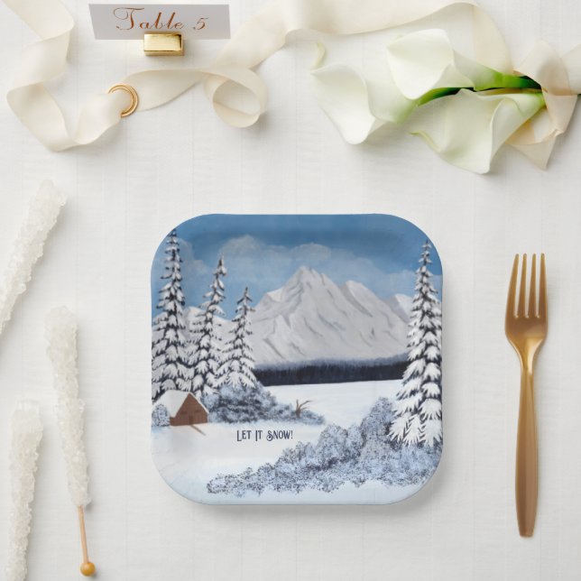 Assiettes En Carton Hiver enneigé (Mariage)