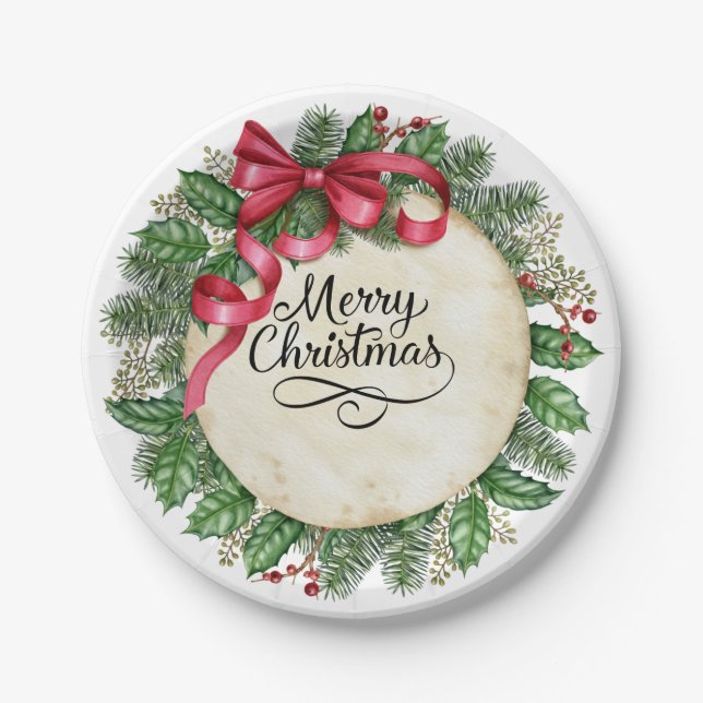 Assiettes En Carton Hiver Joyeux Noël Plaque papier (Devant)