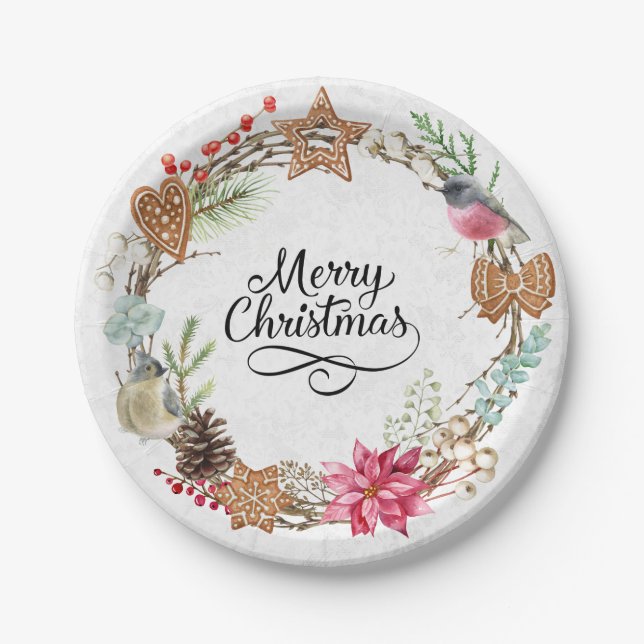 Assiettes En Carton Hiver Joyeux Noël Plaque papier (Devant)