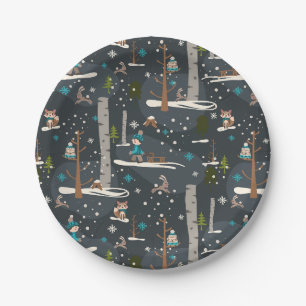 Assiettes En Carton Hiver l'Woodland