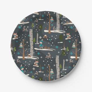 Assiettes En Carton Hiver l'Woodland