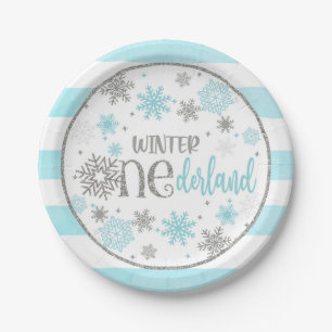 Assiettes En Carton Hiver ONE derland Birthday Plate - Boy - BS