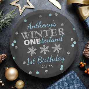 Assiettes En Carton Hiver ONE derland Chalkboard 1er anniversaire