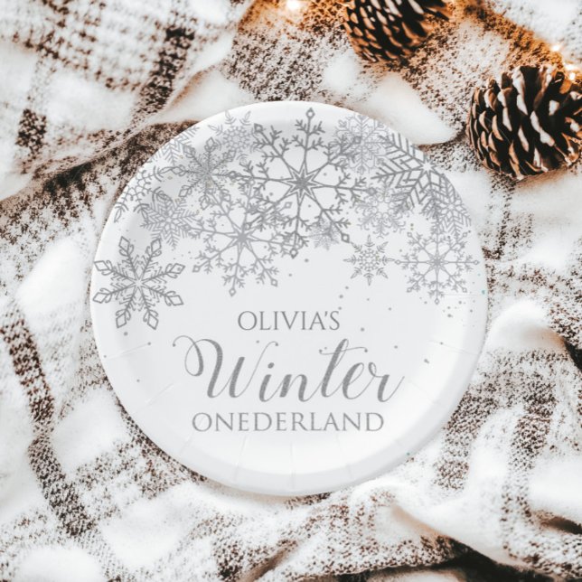 Assiettes En Carton Hiver Onederland 1er anniversaire Flammes de neige (Créateur téléchargé)