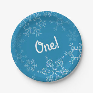 Assiettes En Carton Hiver Onederland Flocon de neige 1ère fête d'anniv