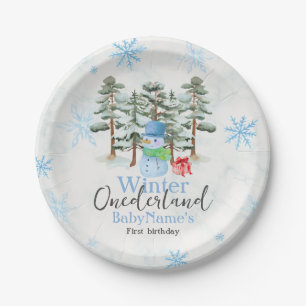 Assiettes En Carton Hiver Onederland Premier anniversaire mignon snowm
