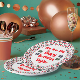 Assiettes En Carton HO HO Happy Birthday