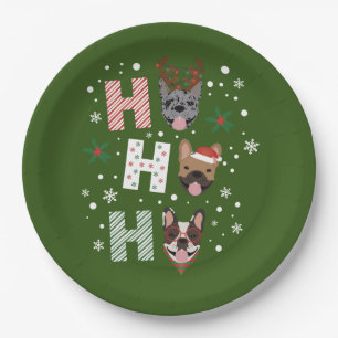 Assiettes En Carton Ho Ho Ho French Bulldog Joyeux Noël