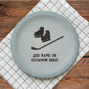 Assiettes En Carton Hockey Gear - noir sur glace gris - célébration ma