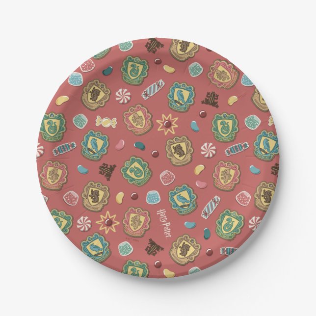 Assiettes En Carton HOGWARTS™ Maisons Motif de biscuits de vacances (Devant)