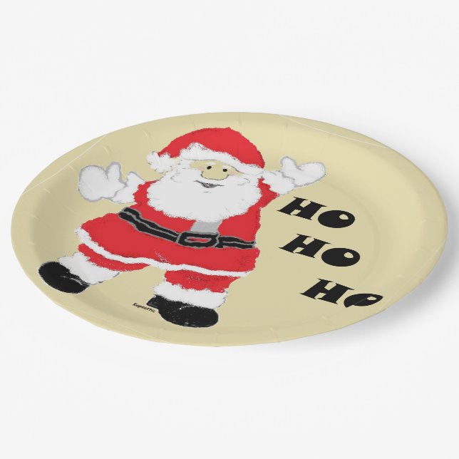 Assiettes En Carton HoHoHo Père Noël (Angle)