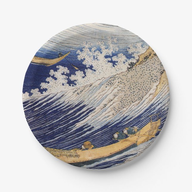 Assiettes En Carton Hokusai Ocean Waves Sea Boats (Devant)