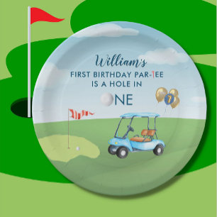 Assiettes En Carton Hole In One Boy Golf Par tee 1er Anniversaire