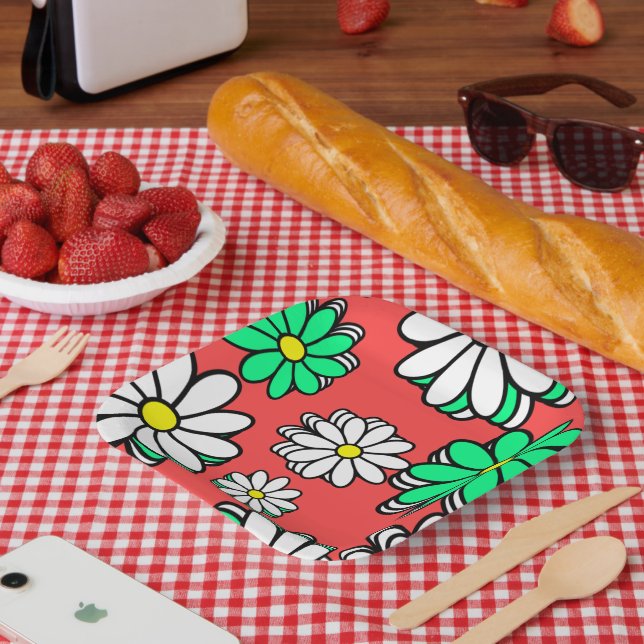 Assiettes En Carton Holiday Bloom: Festive Red & Green Paper Plates (Pique-nique)