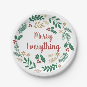 Assiettes En Carton Holly Berry Pine Wreath Joyeux Tout Vacances