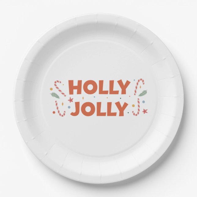 Assiettes En Carton Holly Jolly Sucres de canne (Devant)