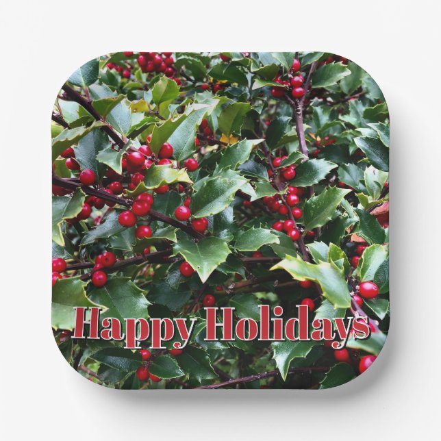 Assiettes En Carton Holly leaves and Berries (Recto)